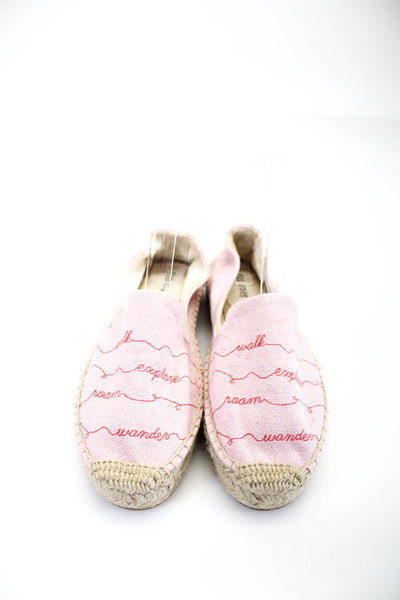 Soludos Womens Walk Explore Roam Wander Espadrilles Loafers Pink Canvas Size 7
