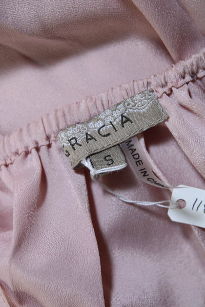 Gracia Womens Square Neck Ruffle Peplum Solid Midi Dress Pink Size Small