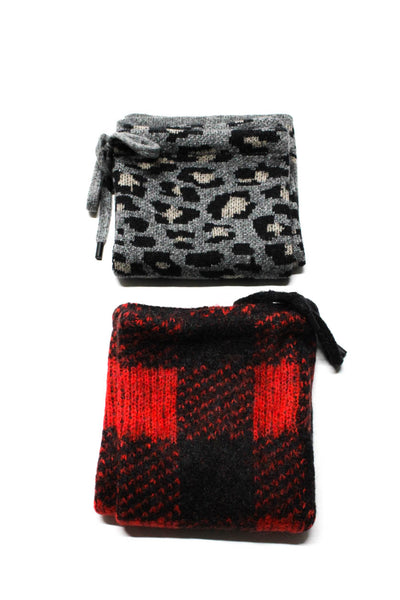 Rag & Bone Women's Printed Wool Blend Snoods Red Gray Lot 2