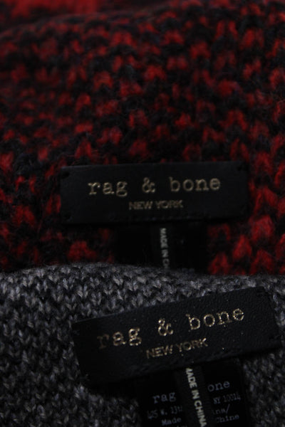 Rag & Bone Women's Printed Wool Blend Snoods Red Gray Lot 2