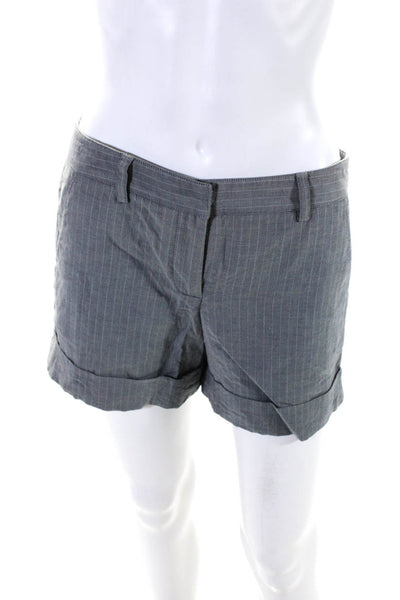 Robert Rodriguez Womens Mid Rise Pinstripe Cuffed Shorts Gray Size 4