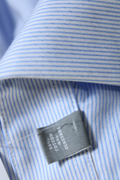 Michael Kors Mens Blue White Cotton Striped Long Sleeve Dress Shirt Size 18
