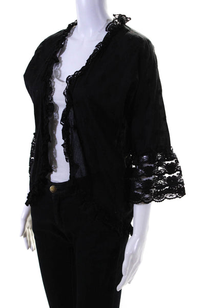 What Goes Around Comes Around Womens Lace Trim Shirt Black Size Extra Small
