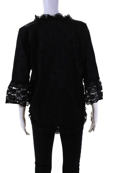 What Goes Around Comes Around Womens Lace Trim Shirt Black Size Extra Small