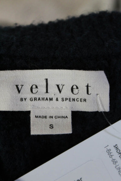 Velvet Women's Wool Waffle Knit Crewneck Sweater Blue Size S