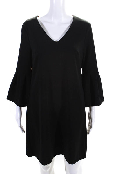 Donna Morgan Womens Back Zip 3/4 Flare Sleeve Mini Shift Dress Black Size 8