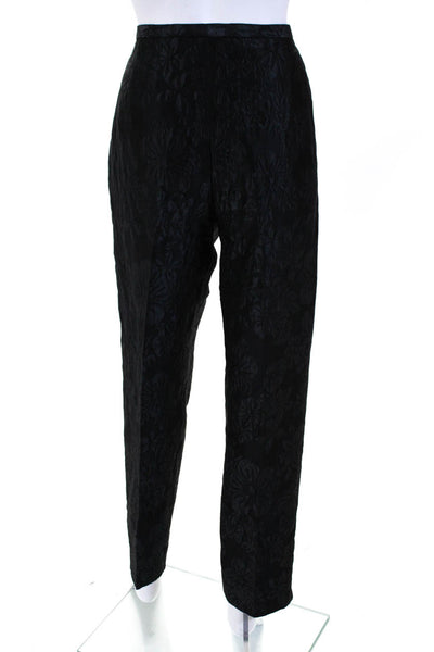 Carlisle Womens Black Cotton Floral High Rise Straight Leg Dress Pants Size 14
