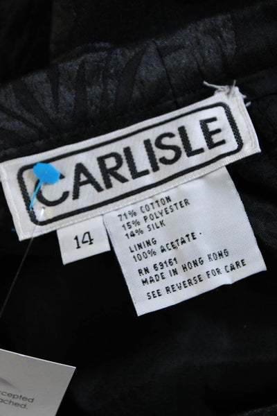 Carlisle Womens Black Cotton Floral High Rise Straight Leg Dress Pants Size 14