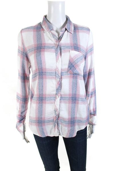 Rails Womens Plaid Long Sleeve Button Down Shirt Blue Pink Size S