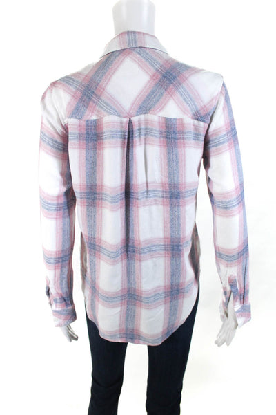 Rails Womens Plaid Long Sleeve Button Down Shirt Blue Pink Size S