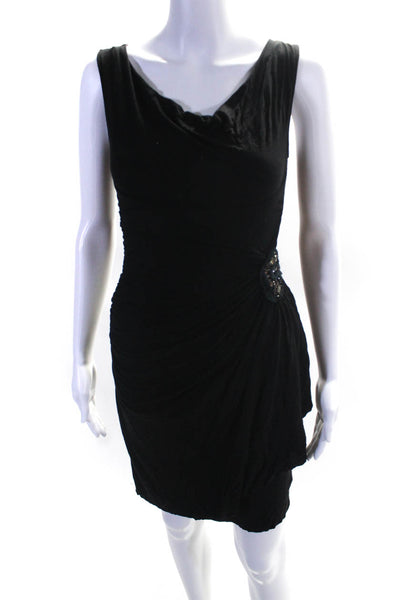 Bailey 44 Womens Jersey Knit Draped Crystal Sleeveless Mini Dress Black Size S