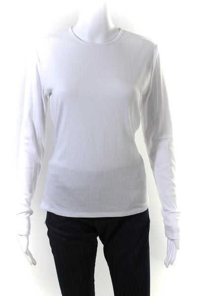 Yakira Bella Womens Ribbed Long Sleeve T-Shirt White Size M
