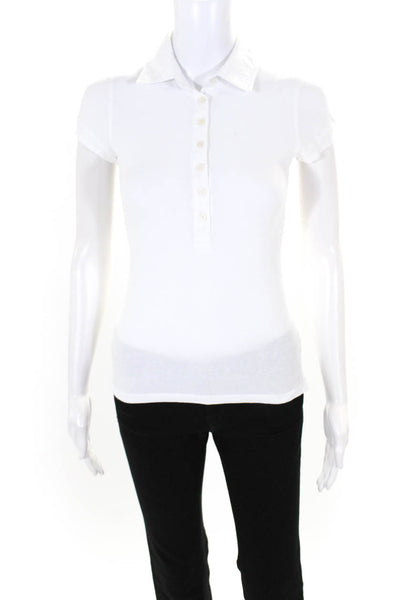 John Galt Womens Buttoned Collared Short Sleeve T-Shirts White Size 1