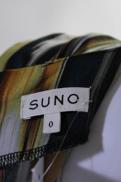 Suno Womens Multicolor Silk Striped Cut Out Waist Short Sleeve Shift Dress Size