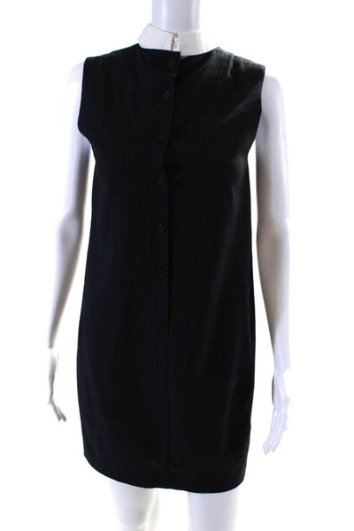 Theory Womens Navy Striped Removable Collar Sleeveless A-Line Dress Size 0