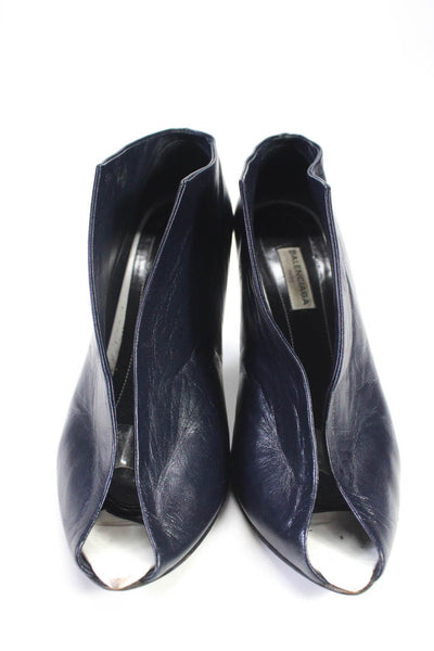 Balenciaga Womens Open Ankle Bootie Sandal Pelle S.Cuoio Heels Blue Size 38