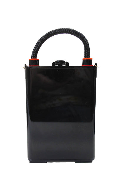 Gissa Bicalho Womens Handmade Acrylic Sunset Clutch Crossbody Tote Handbag Black