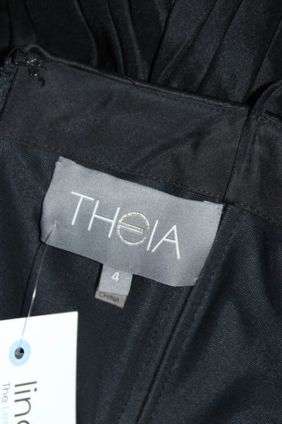 Theia Women's Strapless Pleated Mini Dress Black Size 4