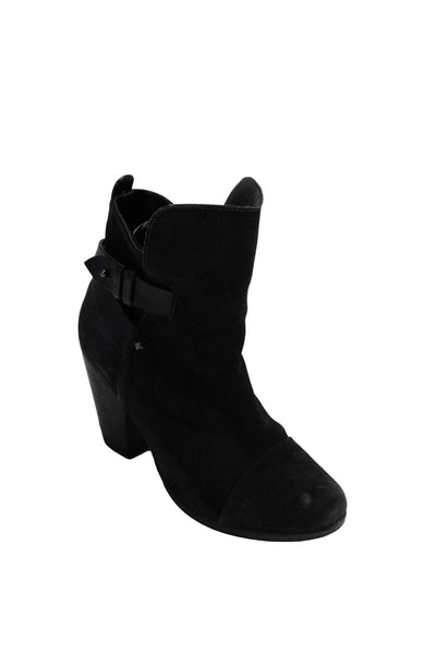 Rag & Bone Women's Suede Block Heel Booties Black Size EUR 37