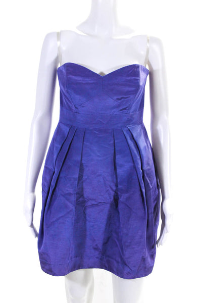 Shoshanna Womens Empire Waist Pleated Sweetheart Mini Tube Dress Purple Size 4