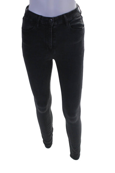3x1 NYC Womens High Rise Skinny Leg Jeans Black Cotton Size 24