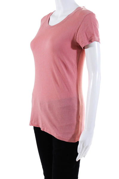 L'Agence Womens Orange Cotton Knit Scoop Neck Basic Tee Top Size S