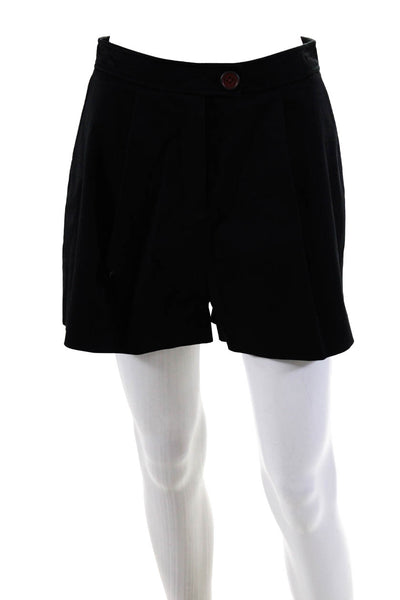 Toccin Womens Black Cotton Pleated Midi Casual Shorts Size 4