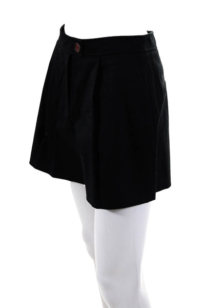 Toccin Womens Black Cotton Pleated Midi Casual Shorts Size 4