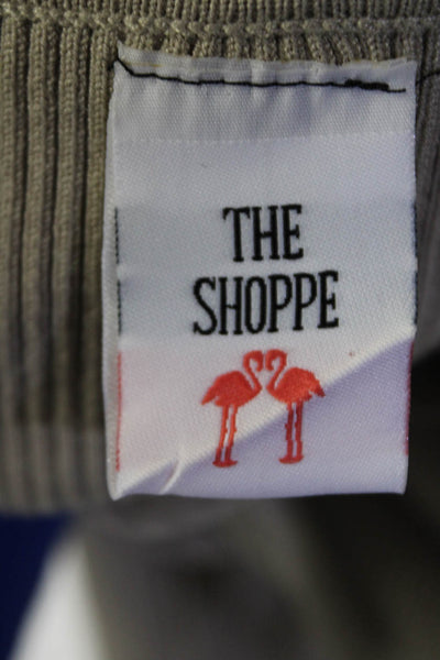 The Shoppe Women's Cold Shoulder Ribbed Halter Neck Top Beige Size S