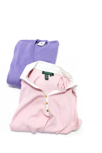 Lauren Ralph Lauren Womens Half Button Top Cardigan Pink Purple Size XS 40 Lot 2