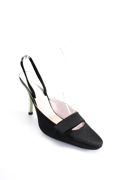 Stephane Kelian Womens Satin Slingback Style High Heel Pumps Shoes Black Size 4