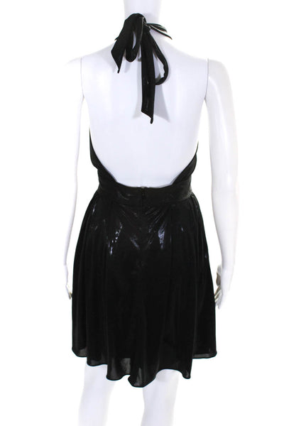 Jay Godfrey Women's Sleeveless Halter Neck Mini Dress Black Size 2