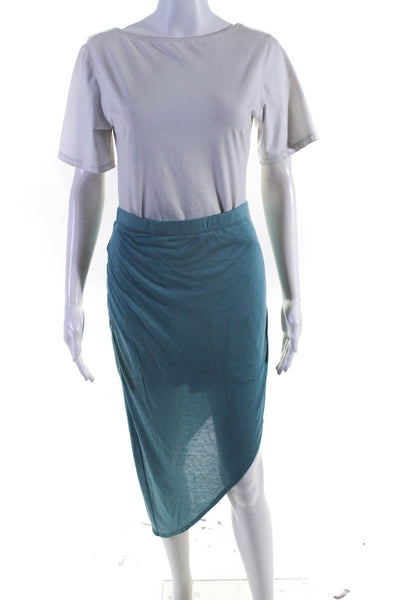 Helmut Womens Elastic Waistband Asymmetrical Skirt Blue Size Small