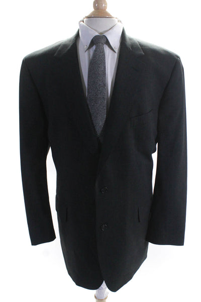 Brooks Brothers Brooks Ease Mens Pin Stripe Flap Pocket Suit Jacket Gray Size 44