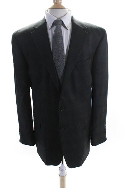 Oscar de la Renta Profile Mens Collared Flap Pocket Suit Jacket Gray Size 44