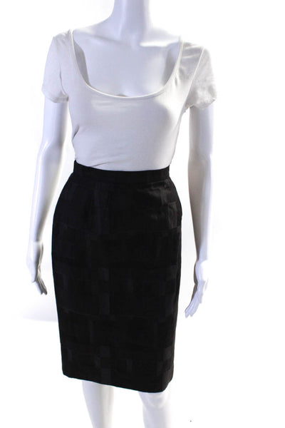 Neiman Marcus Exclusive Cotton Womens Woven Pencil Skirt Dark Brown Size M