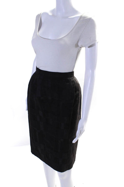 Neiman Marcus Exclusive Cotton Womens Woven Pencil Skirt Dark Brown Size M