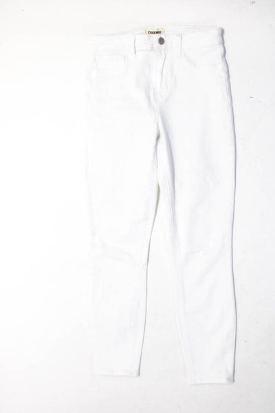 L Agence Womens Zip Front Solid Cotton Skinny Jeans White Size 52