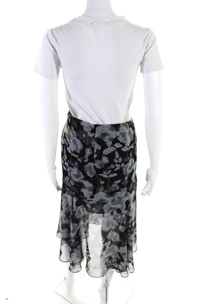 Misa Womens Black Floral Print Ruched Detail Hi-Low Skirt Size S