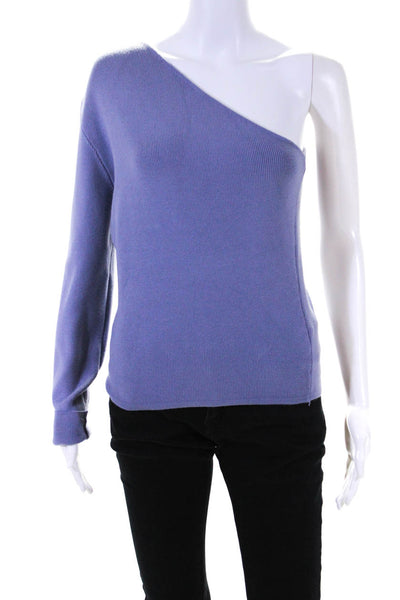 The Shoppe Women's Ribbed One Shoulder Knit Top Blue Size M