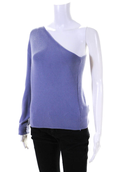 The Shoppe Women's Ribbed One Shoulder Knit Top Blue Size M