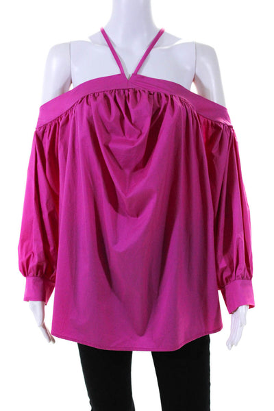 Monica Nera Women's Off Shoulder Cotton Blouse Pink Size XS
