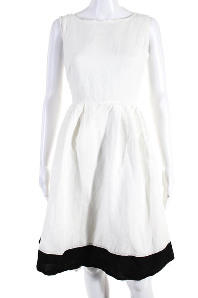Calvin Klein Womens Sleeveless A-Line Dress White Black Size S