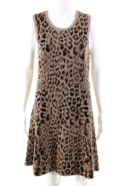 Skaist Taylor Womens Animal Print A Line Sweater Dress Brown Wool Size Large