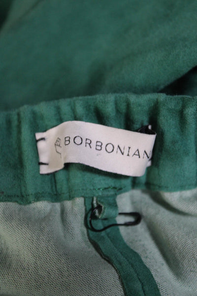 Borboniana Womens Elastic Waistband High Rise Suede Pants Green Size Small