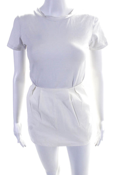 Helmut Lang Womens Back Zip Mini Skirt White Cotton Size 4