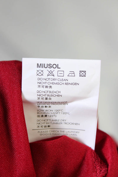 Miusol Women's A Line Boat Neck Lace Knee Length Dress Red Size L