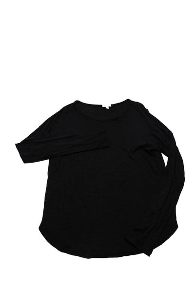 Splendid Womens Long Sleeve Round Hem T-Shirt Black Size S Lot 2