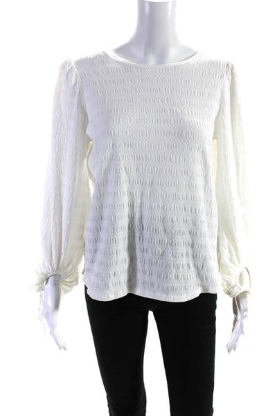 Vince Camuto Women's Smocked Long Sleeve Blouse White Size S