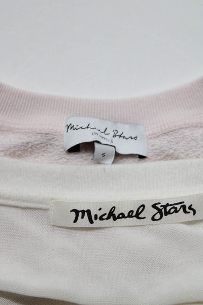 Michael Stars Women's Short Sleeve Knit Tops Pink White Size S Lot 2
